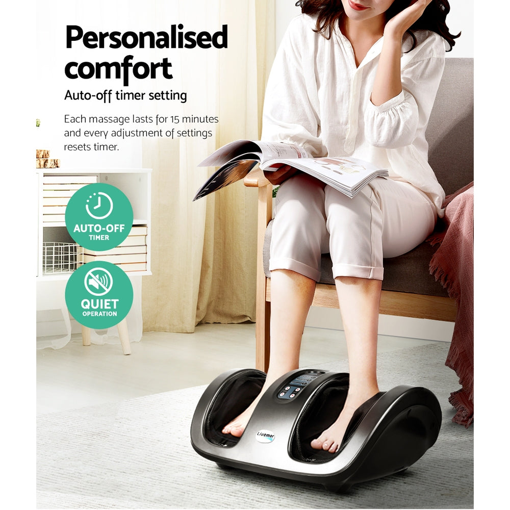 Livemor Foot Massager Shiatsu Massagers Electric Roller Kneading Leg Grey