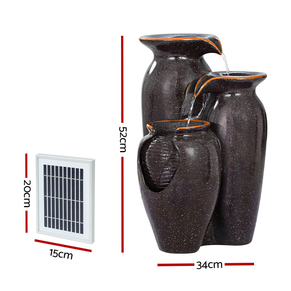 Gardeon Solar Fountain Water Fountain Feature Cascading - FOUNT-STEAN-3LVL-BR