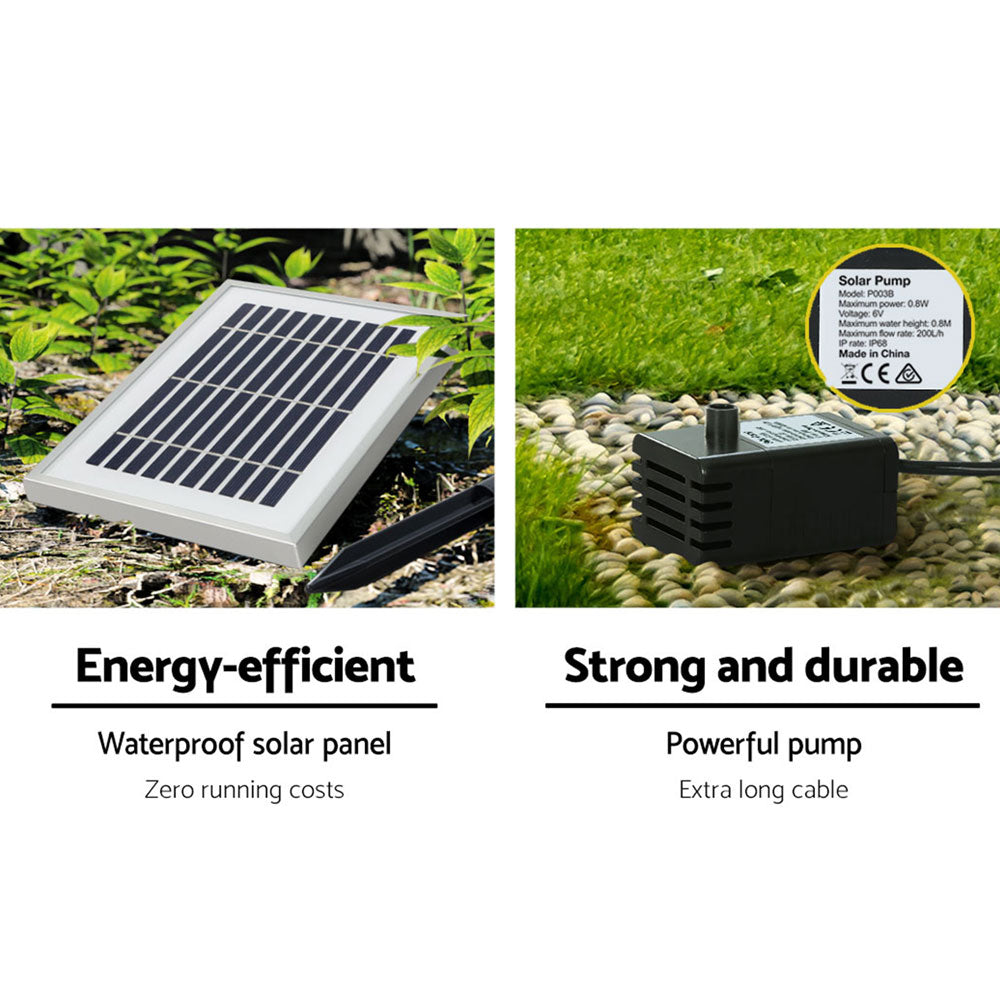 Gardeon Solar Fountain Water Fountain Feature Cascading - FOUNT-STEAN-3LVL-BR