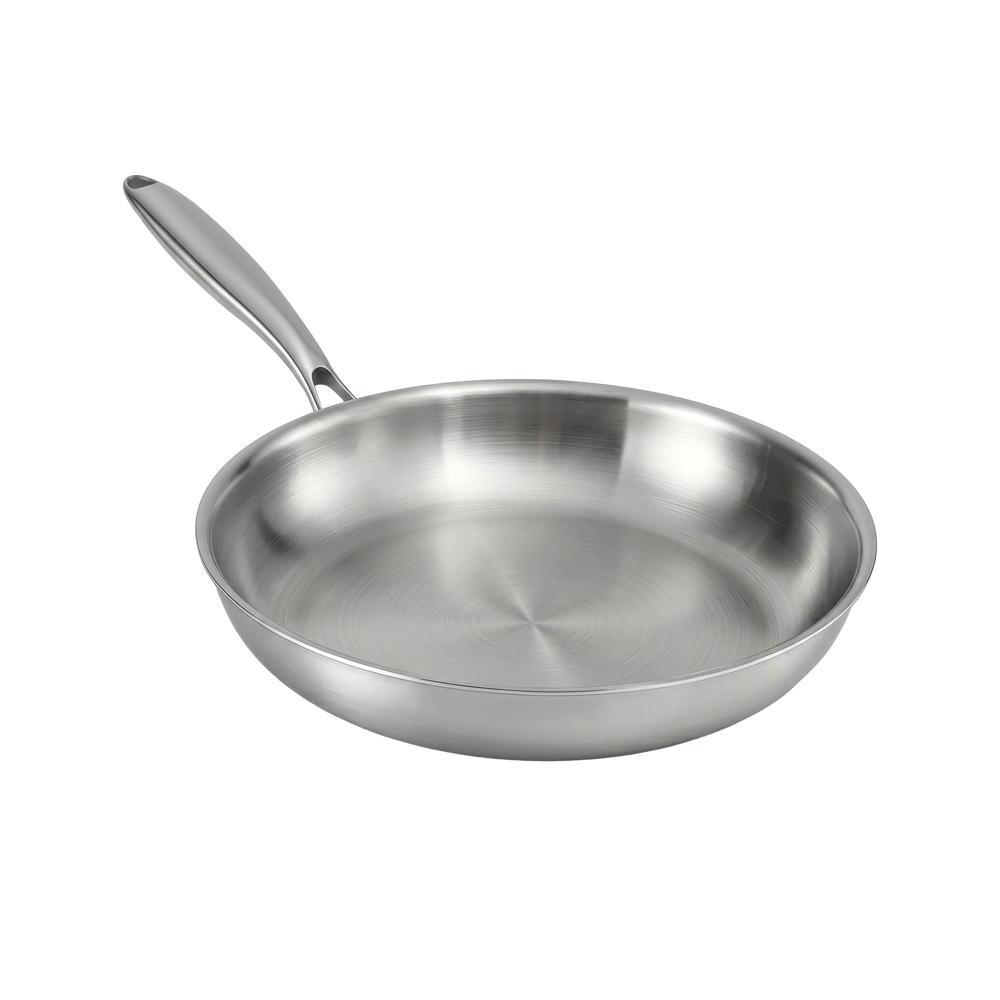 5-Star Chef 30cm Stainless Steel Frying Pan Uncoated Frypan with Tri-Ply Body Silver