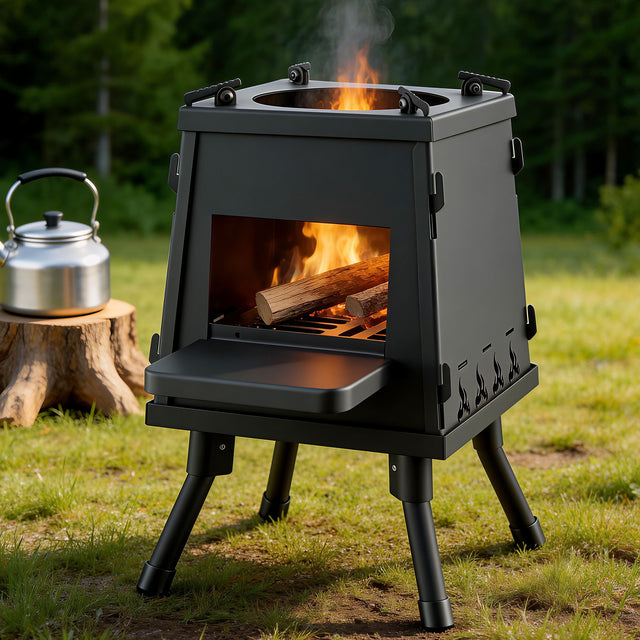 Grillz Fire Pit BBQ Portable Outdoor Fireplace Metal Camping Stove Boiling