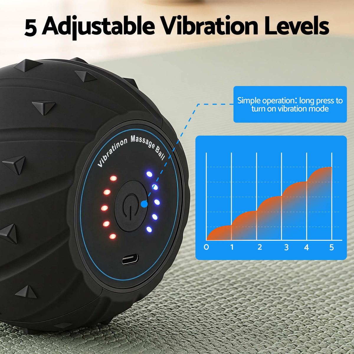 Everfit Electric Vibrating Peanut Massage Ball 5 Adjustable Levels High Power 3000RPM Motor 4D Floating Point Deep Tissue Trigger Point Muscle Relaxation Yoga Home Gym Type-C Rechargeable Support 80kg