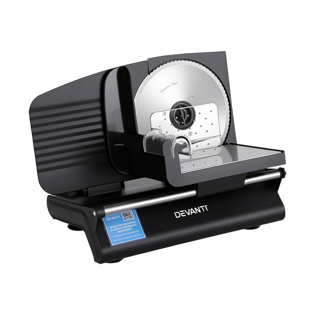 Devanti Meat Slicer Bread 200W 0 15mm Adjustable Stainless Steel Black