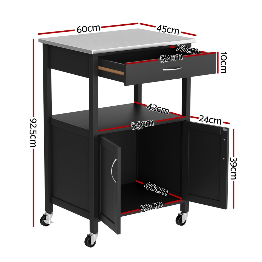 Artiss Kitchen Island Trolley Rolling Serving Cart Storage Drawer Cupbo - 216729