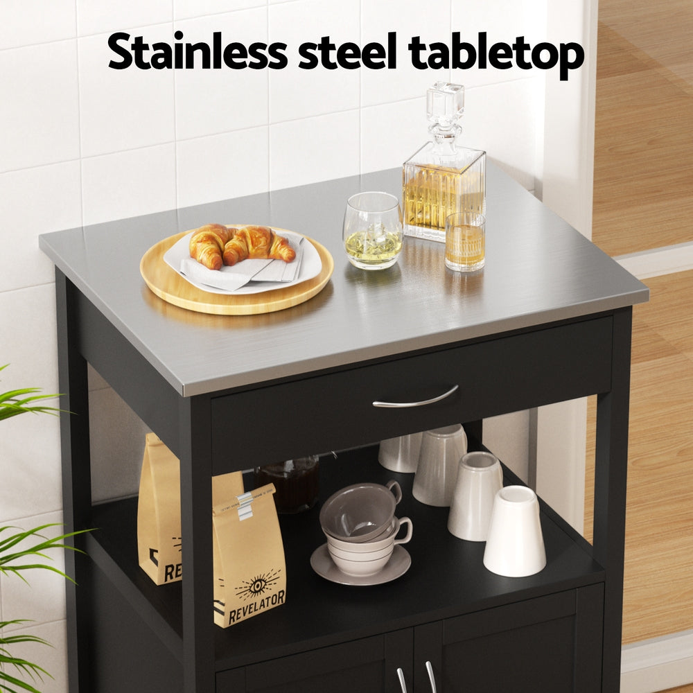 Artiss Kitchen Island Trolley Rolling Serving Cart Storage Drawer Cupbo - 216729