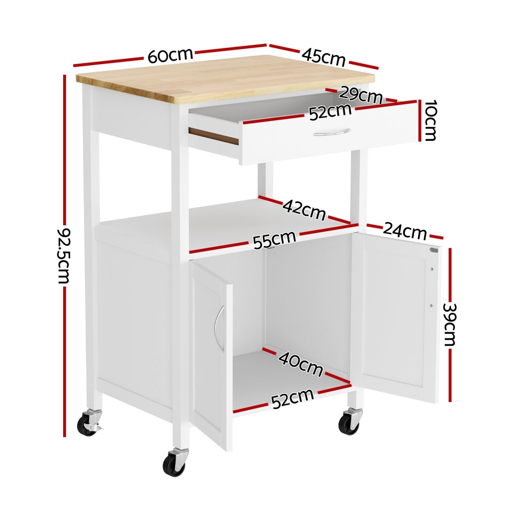 Artiss Kitchen Island Trolley Rolling Serving Cart Storage Drawer Cupbo - 249497