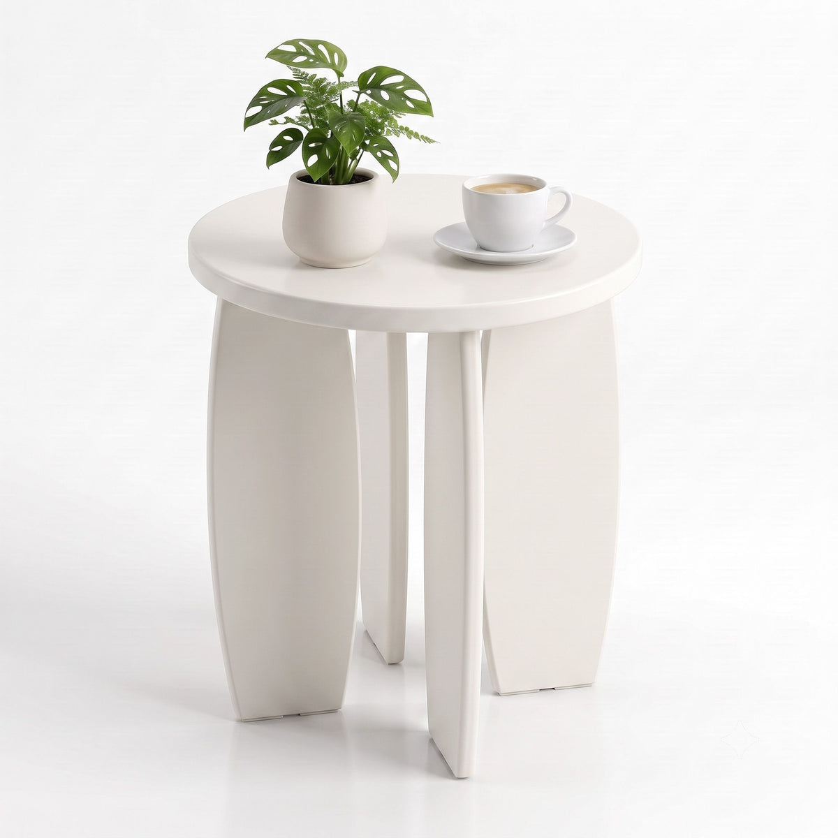 Artiss Round End Table High-Gloss Small Coffee Table Side - FUR-S-COF15-WH