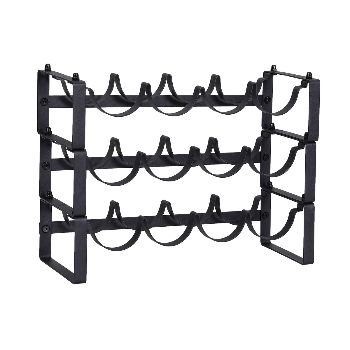 Artiss 3-Tier Wine Rack Metal Freestanding 12 Bottles Modular Countertop Wine Display Shelf Black