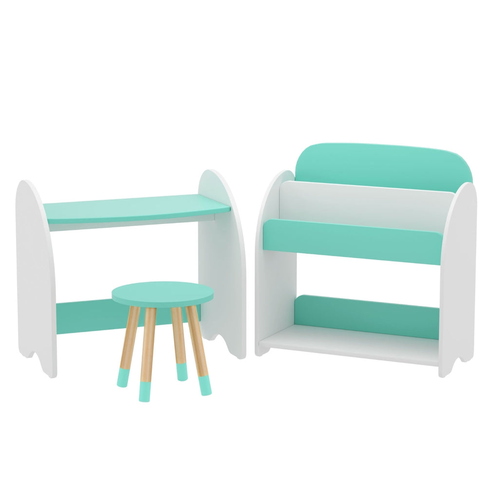 Keezi Kids Bookshelf 2 In 1 Table Chair Set Bookcase - 459298