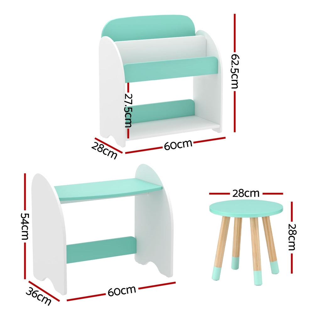 Keezi Kids Bookshelf 2 In 1 Table Chair Set Bookcase - 459298