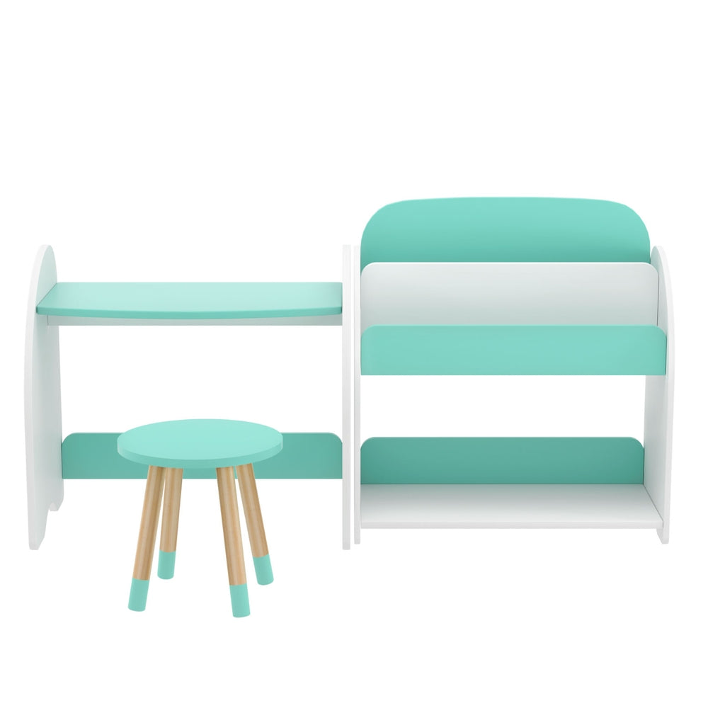 Keezi Kids Bookshelf 2 In 1 Table Chair Set Bookcase - 459298