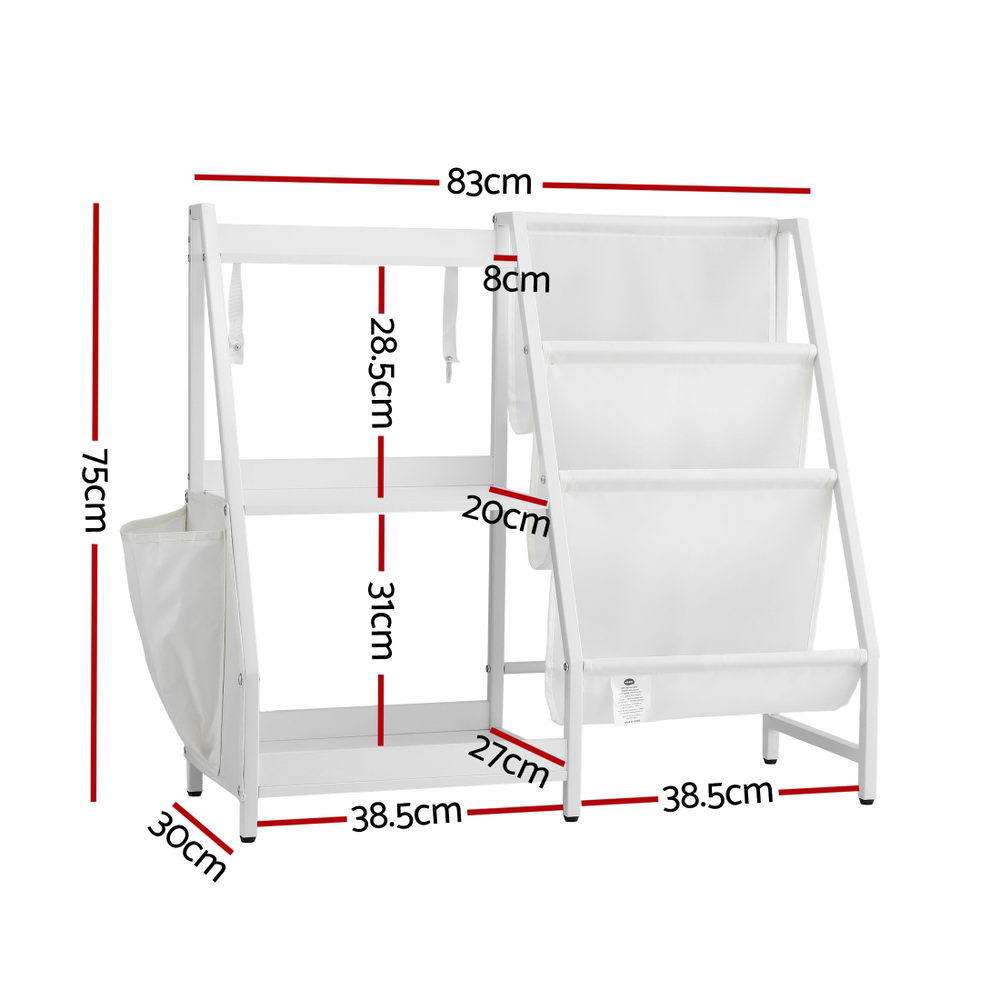 Keezi 3-Tier Kids Bookshelf Bookcase Children Toy Storage - FURNI-G-BOOK-MT-WH