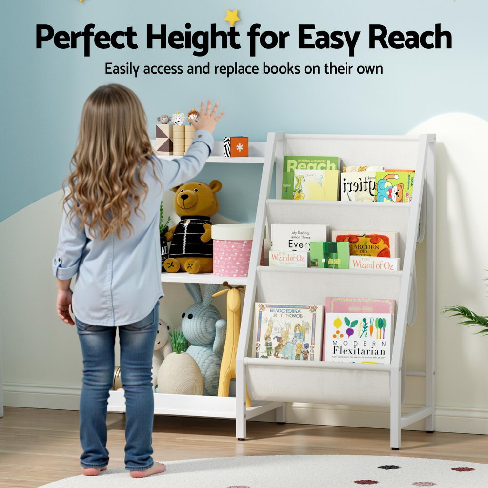 Keezi 3-Tier Kids Bookshelf Bookcase Children Toy Storage - FURNI-G-BOOK-MT-WH