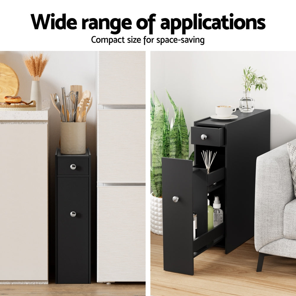 Artiss Bathroom Storage Cabinet Toilet Slim Tissue Box Caddy - FURNI-G-TIS382-BK