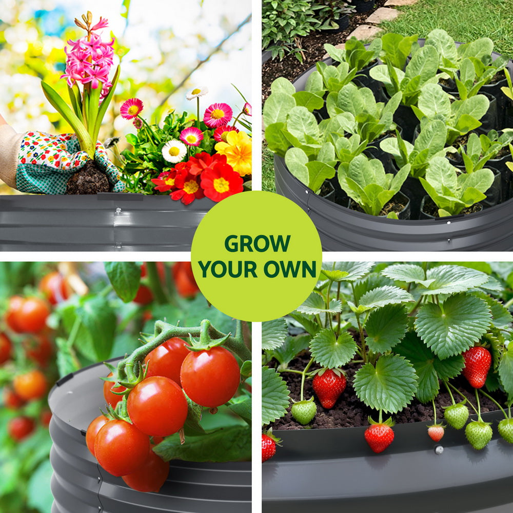 Green Fingers Garden Bed 90X45cm Round Latches Planter - GARDEN-AG-ROU-9045-B