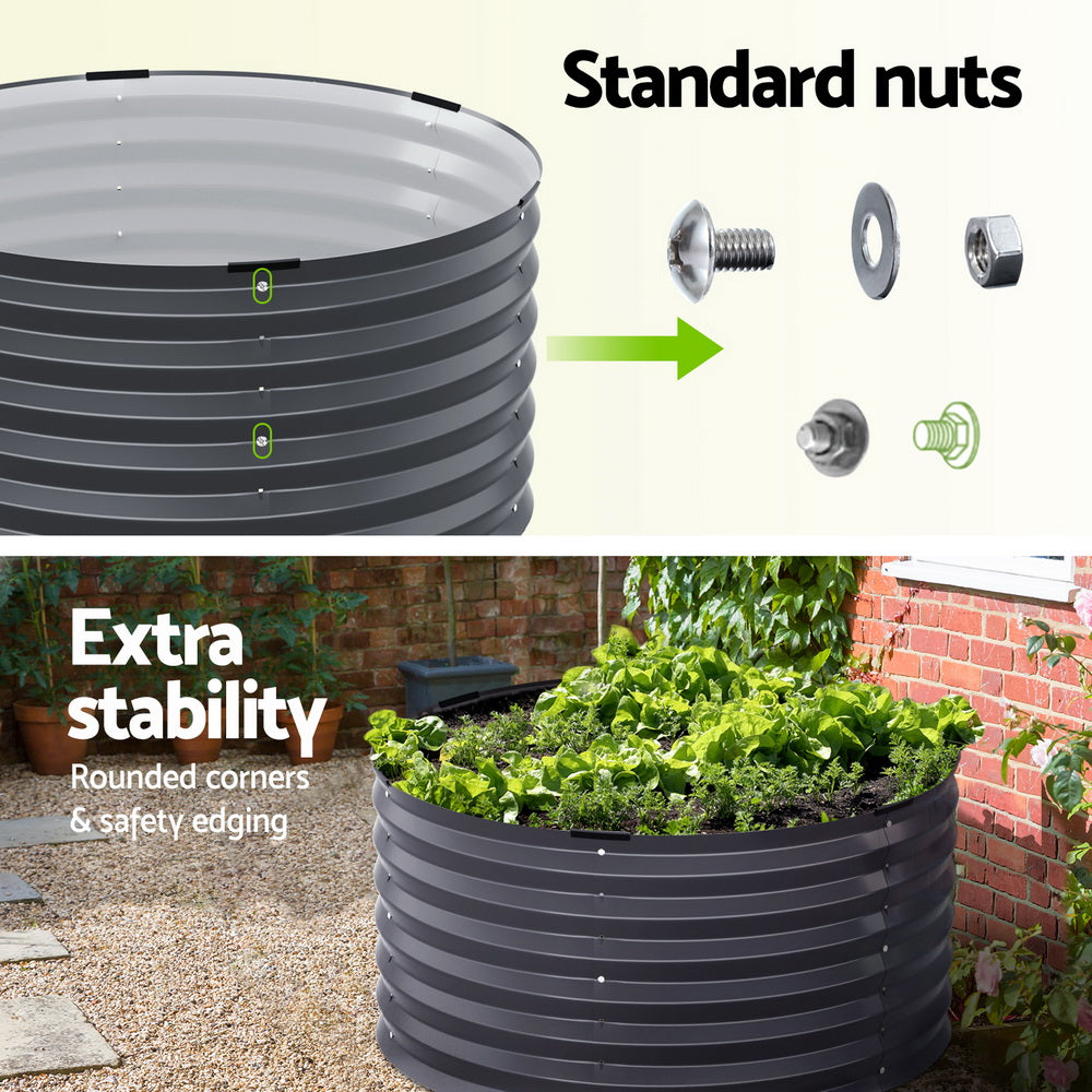 Green Fingers Garden Bed 90X45cm Round Latches Planter - GARDEN-AG-ROU-9045-B