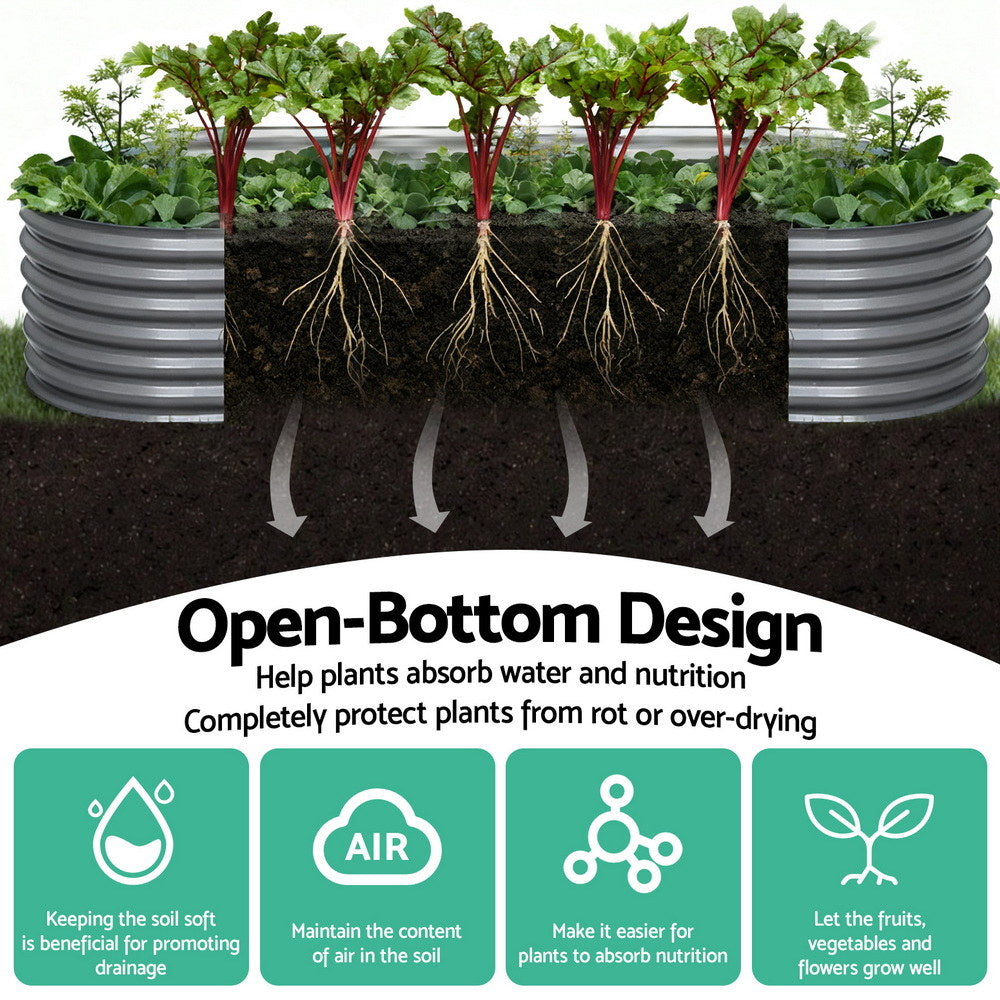Green Fingers Garden Bed 240X80X56cm Oval Planter Box