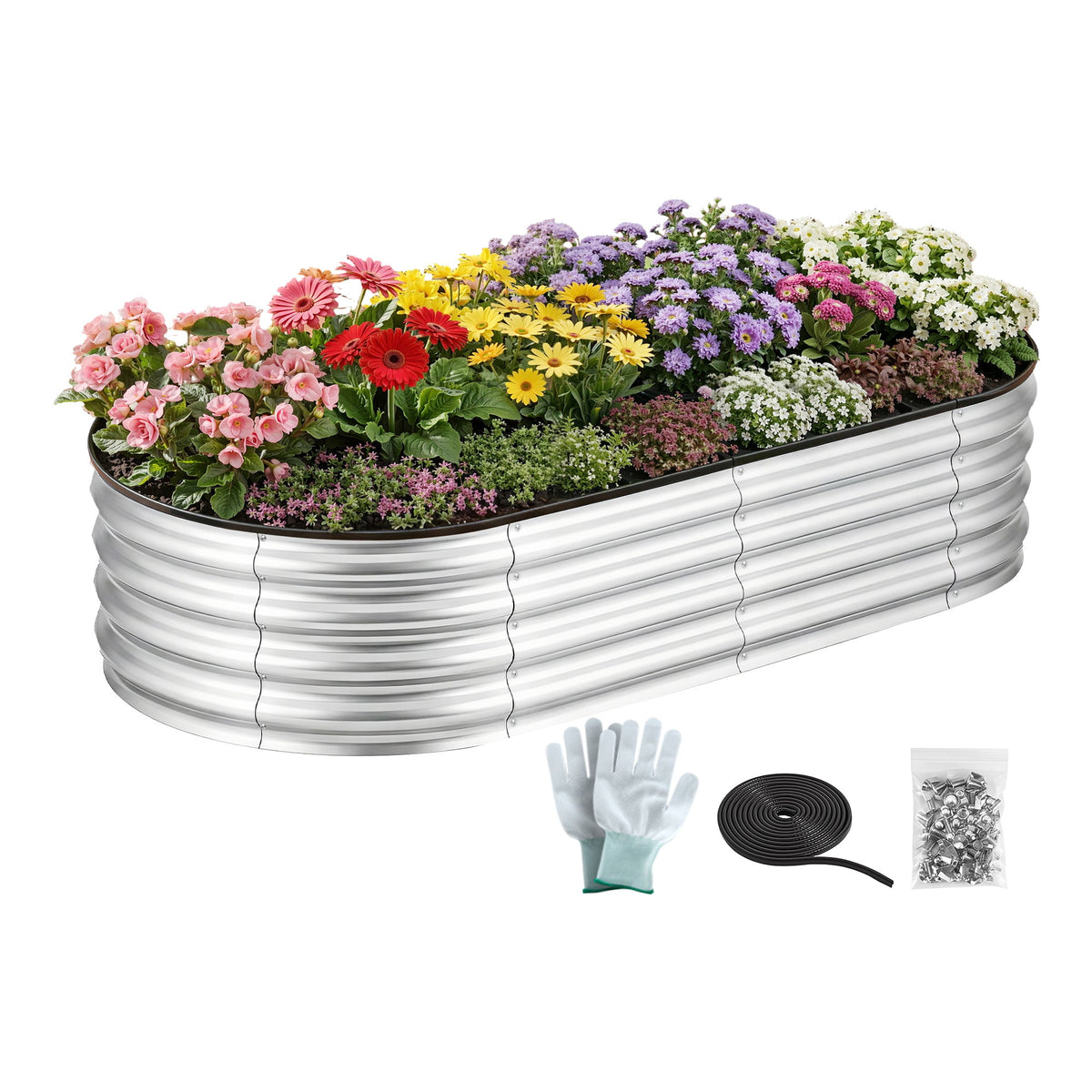 Green Fingers Raised Garden Bed Galvanised Oval Metal - GB-OVAL-1507030-SL