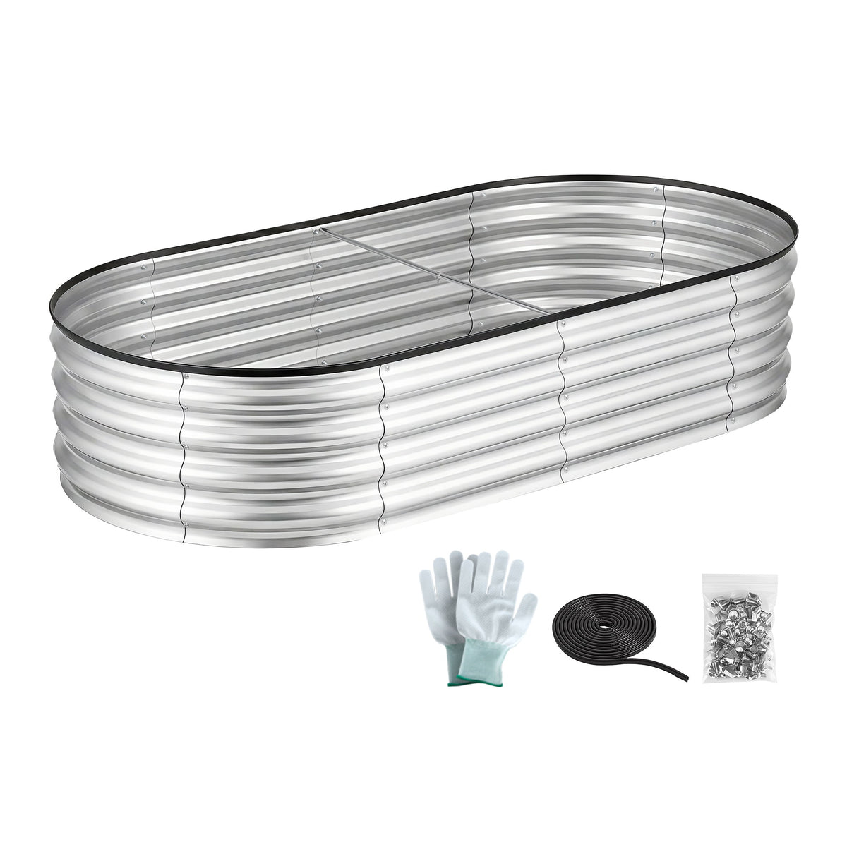 Green Fingers Raised Garden Bed Galvanised Oval Metal - GB-OVAL-1507030-SL