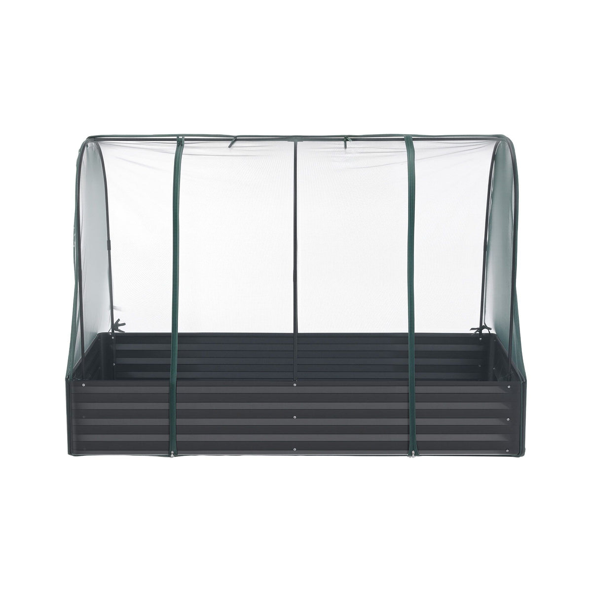 Green Fingers Raised Garden Bed with Mesh Netting Galvanised - GB-REC-GH-180-BK