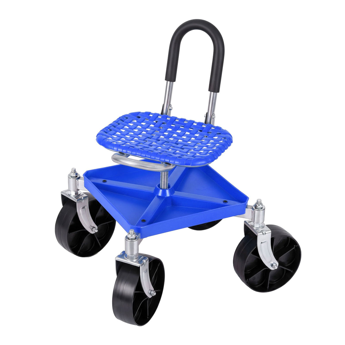 Gardeon Garden Cart Seat Rolling Stool 360 Swivel Height - GCT-4W-BL