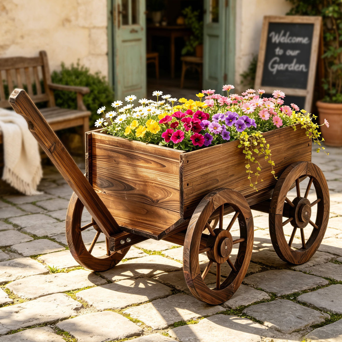 Gardeon Wooden Planter Cart Garden Decor Plant Stand Fir Wood - GD-GC-XL-CC