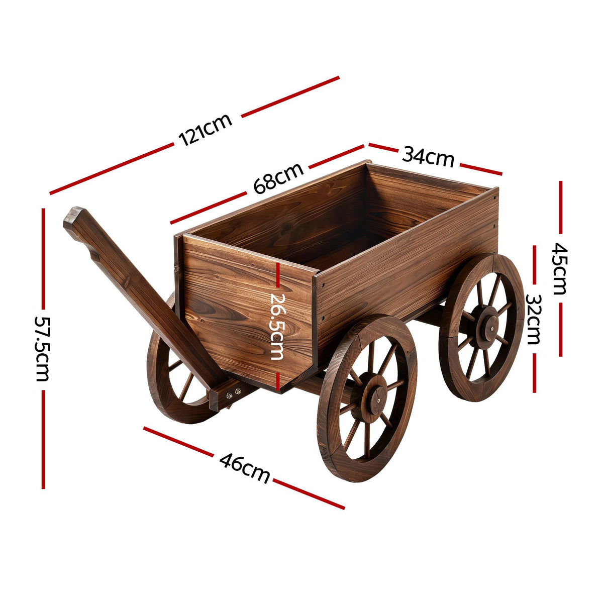 Gardeon Wooden Planter Cart Garden Decor Plant Stand Fir Wood - GD-GC-XL-CC