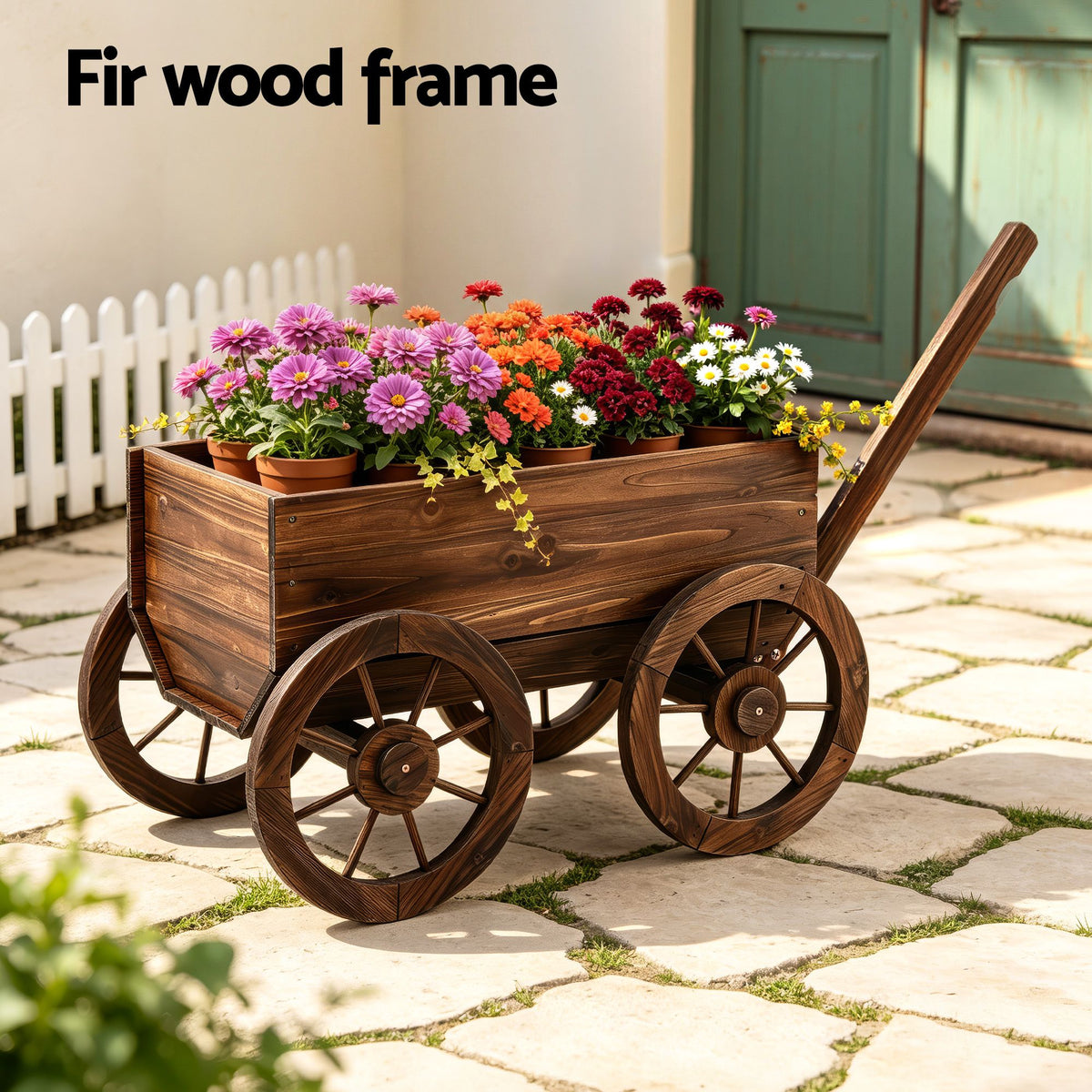 Gardeon Wooden Planter Cart Garden Decor Plant Stand Fir Wood - GD-GC-XL-CC
