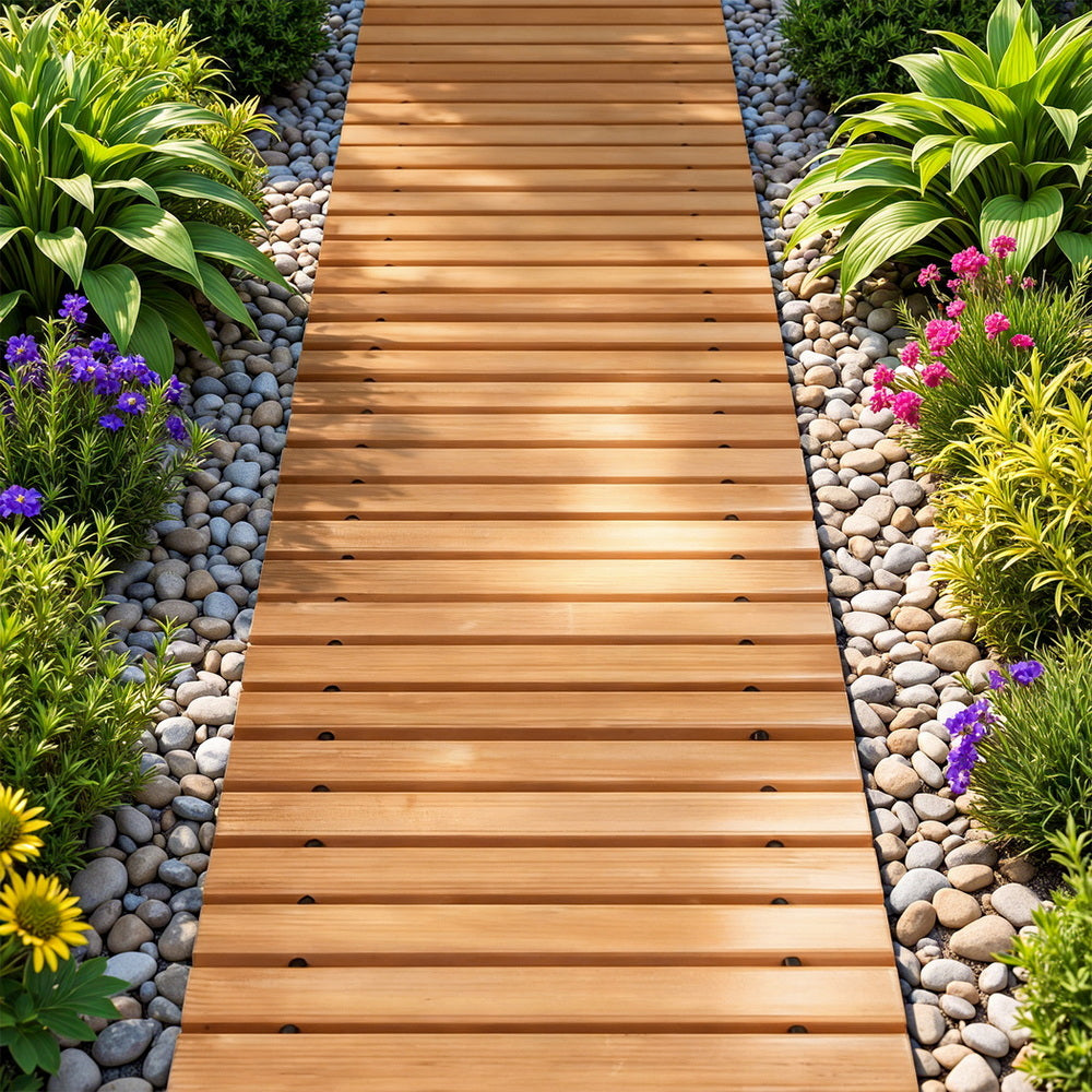 Gardeon 8FT Wooden Garden Pathway Roll-Out Straight Walkway - GD-PW-8FT-BR