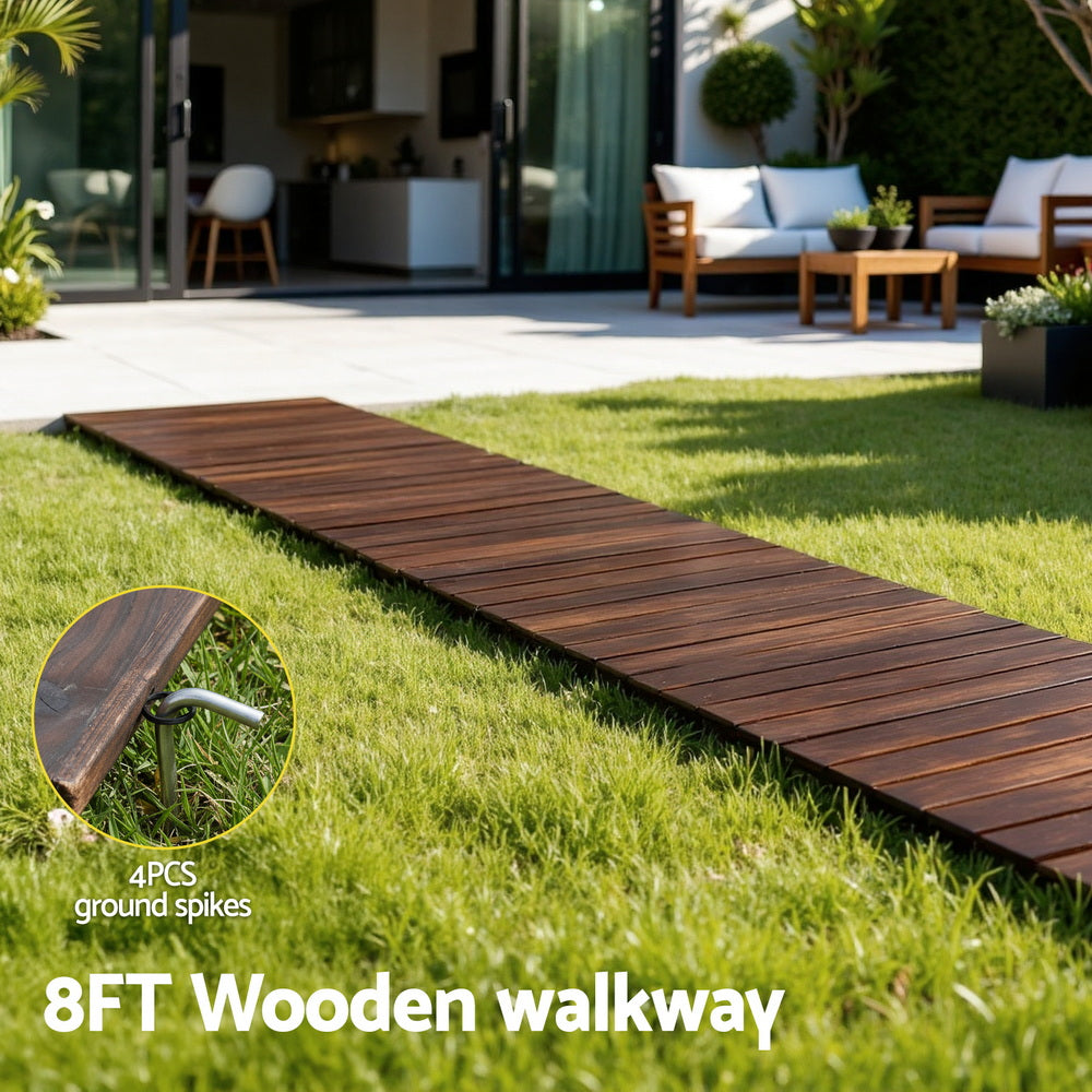 Gardeon 8FT Wooden Garden Pathway Roll-Out Straight Walkway - GD-PW-8FT-CC