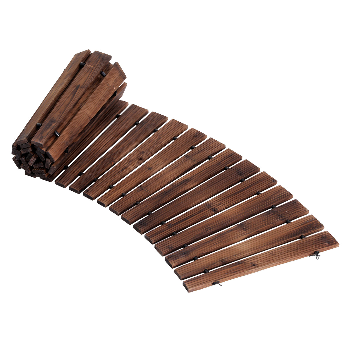 Gardeon 8FT Wooden Garden Pathway Roll-Out Curved Walkway Outdoor Backyard Charcoal Brown
