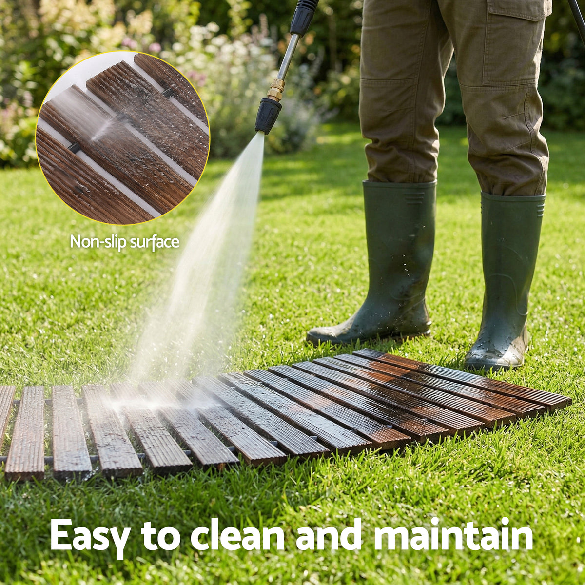 Gardeon 8FT Wooden Garden Pathway Roll-Out Curved Walkway Outdoor Backyard Charcoal Brown
