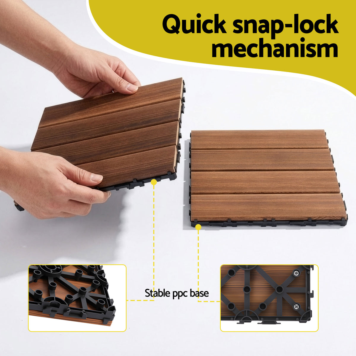 Gardeon 10PCS Wood Deck Tiles 30x30cm Interlocking Floor - GD-WT-10PCS-BR
