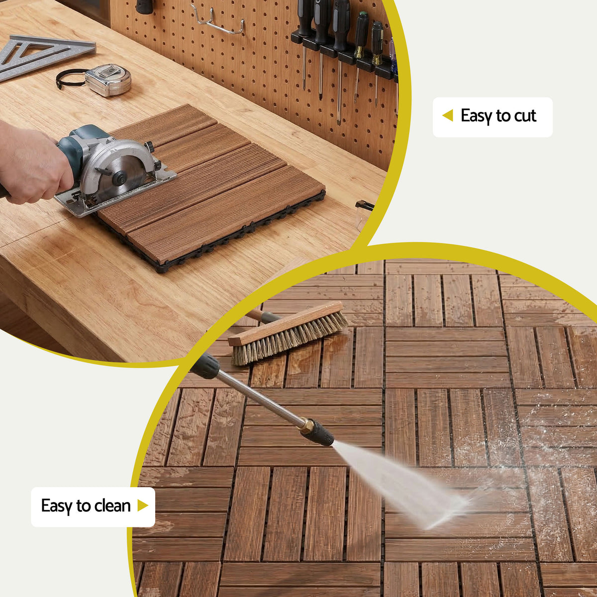 Gardeon 10PCS Wood Deck Tiles 30x30cm Interlocking Floor - GD-WT-10PCS-BR