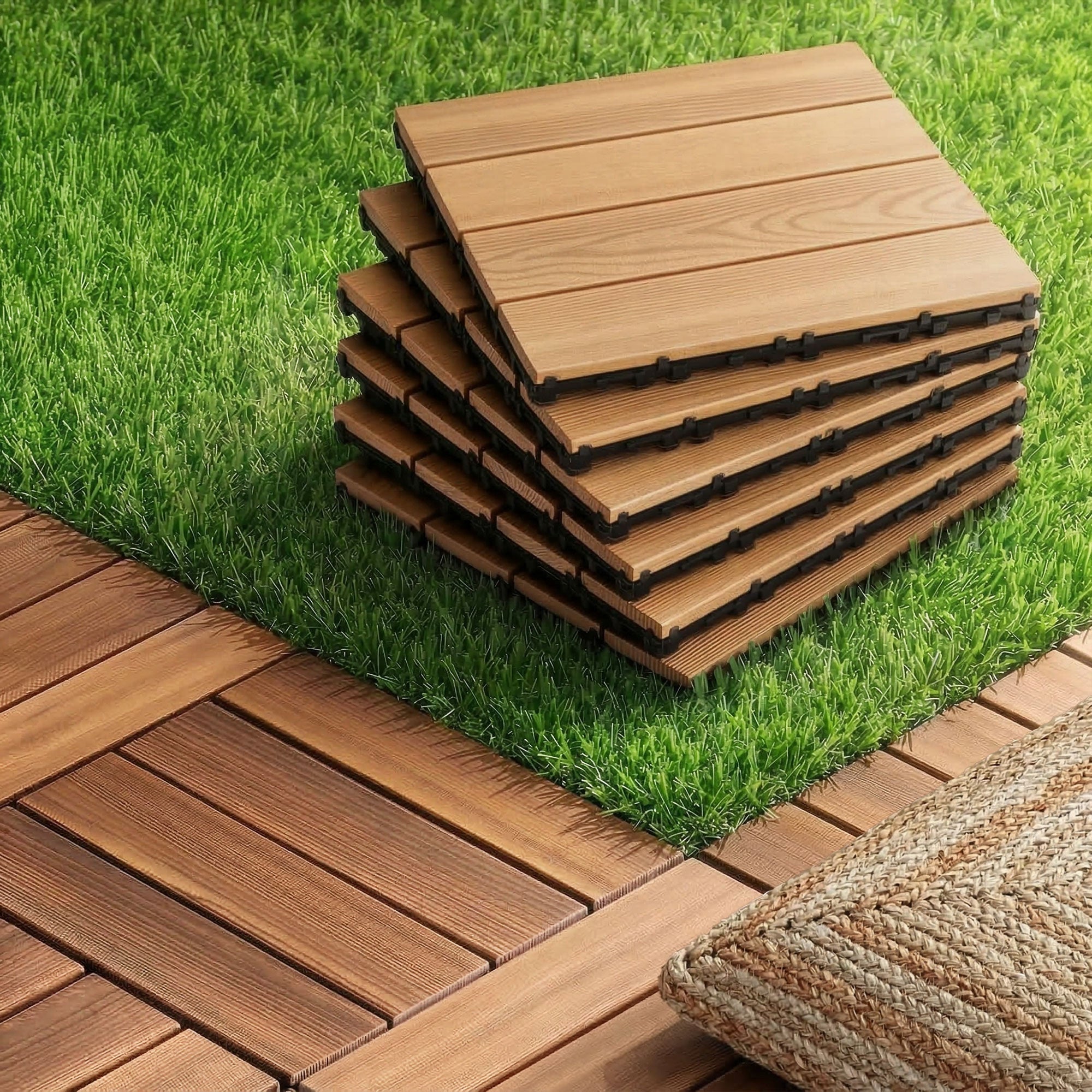 Gardeon 27PCS Wood Deck Tiles 30x30cm Interlocking Floor Tiles - GD-WT-27PCS-BR