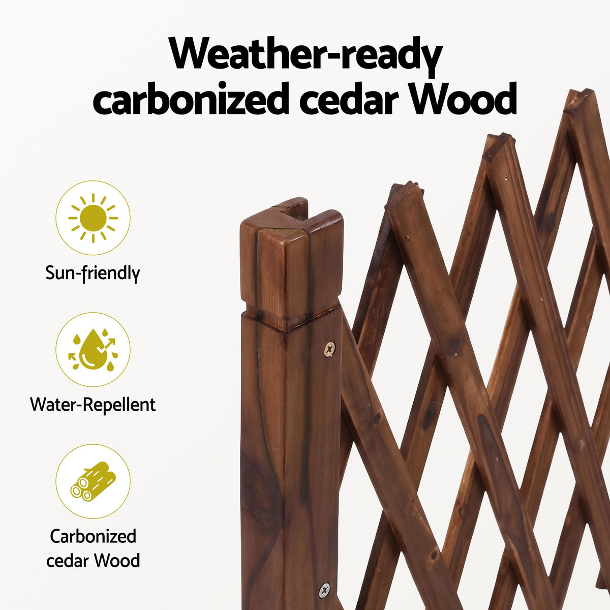 Gardeon Garden Fences Expandable Wooden Trellis Fence Plant Frame 160cm Brown
