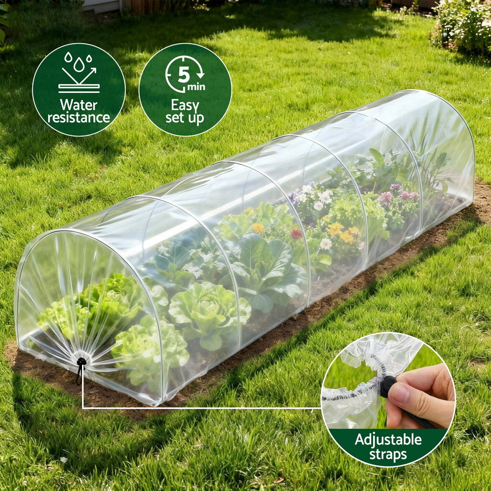 Green Fingers Mini Greenhouse 300x45x30cm Tunnel Clear PVC Steel Frame Portable