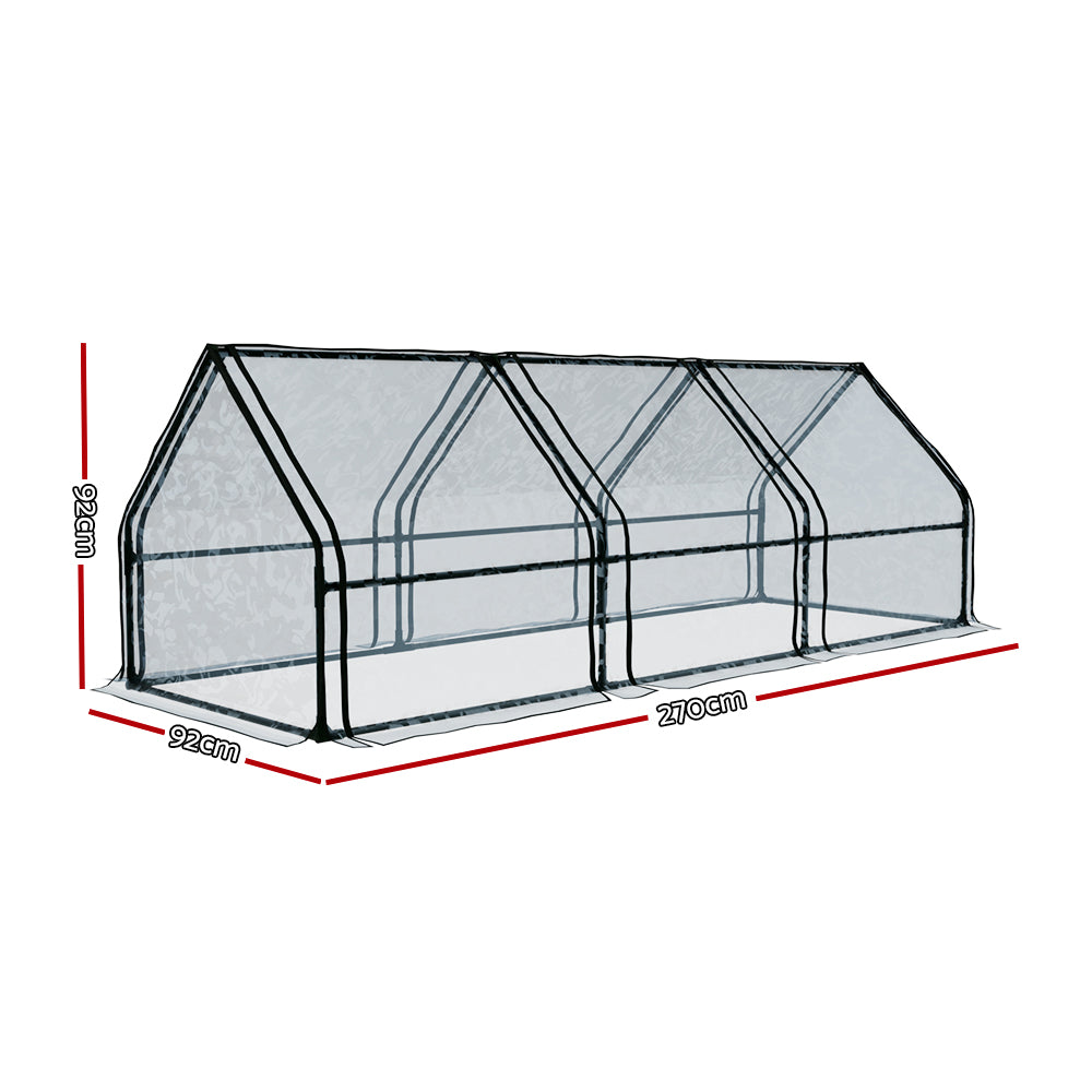 Green Fingers Greenhouse 2.7x0.9x0.9M Mini Green House Raised Garden Bed Planter Box