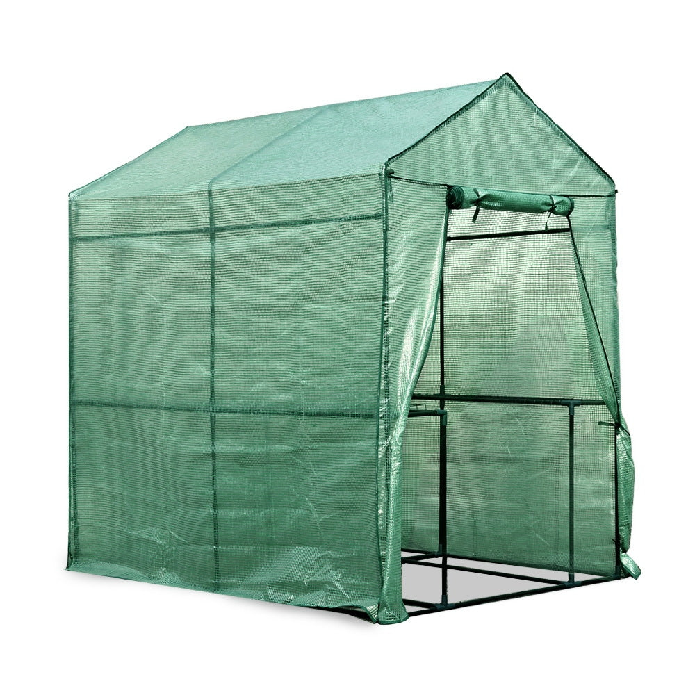 Green Fingers Greenhouse 1.2x1.9x1.9M Walk in Green House Tun - GH-WALK-19X12-GR