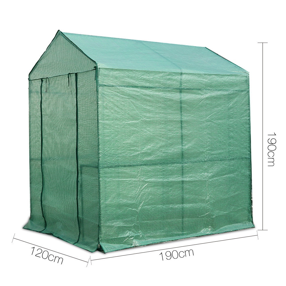 Green Fingers Greenhouse 1.2x1.9x1.9M Walk in Green House Tun - GH-WALK-19X12-GR
