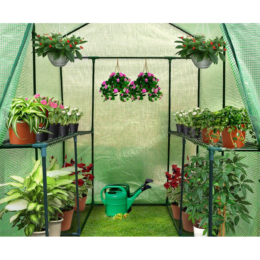 Green Fingers Greenhouse 1.2x1.9x1.9M Walk in Green House Tun - GH-WALK-19X12-GR
