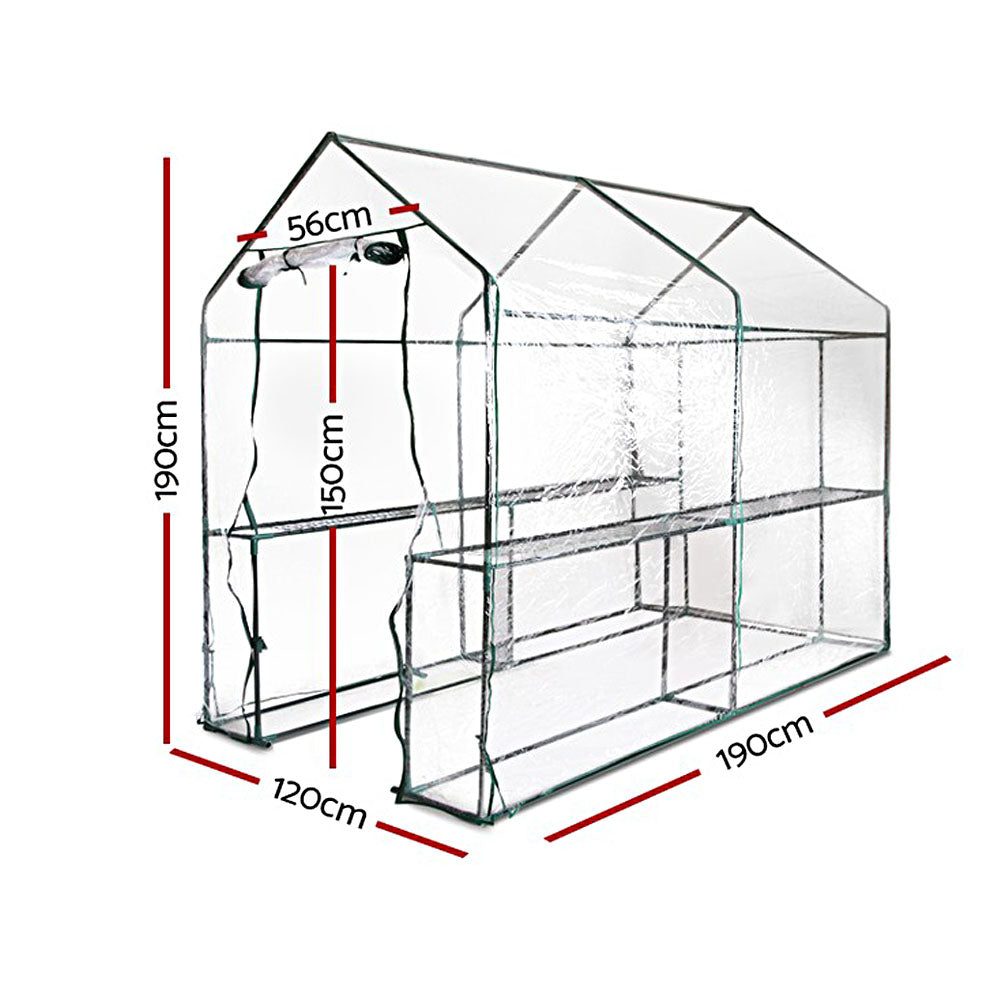 Green Fingers Greenhouse 1.2x1.9x1.9M Walk in Green House Tun - GH-WALK-19X12-TP