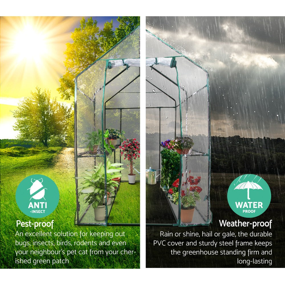 Green Fingers Greenhouse 1.2x1.9x1.9M Walk in Green House Tun - GH-WALK-19X12-TP