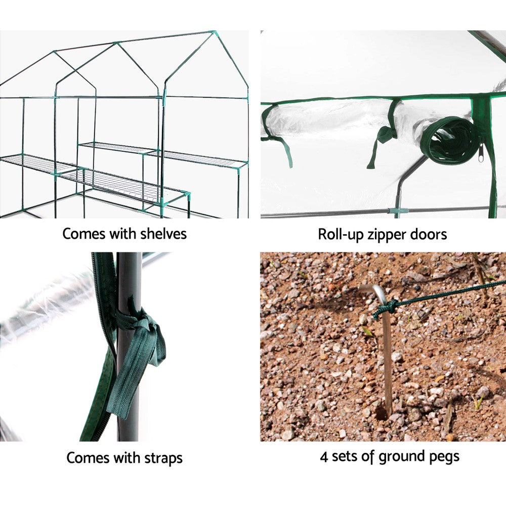 Green Fingers Greenhouse 1.2x1.9x1.9M Walk in Green House Tun - GH-WALK-19X12-TP