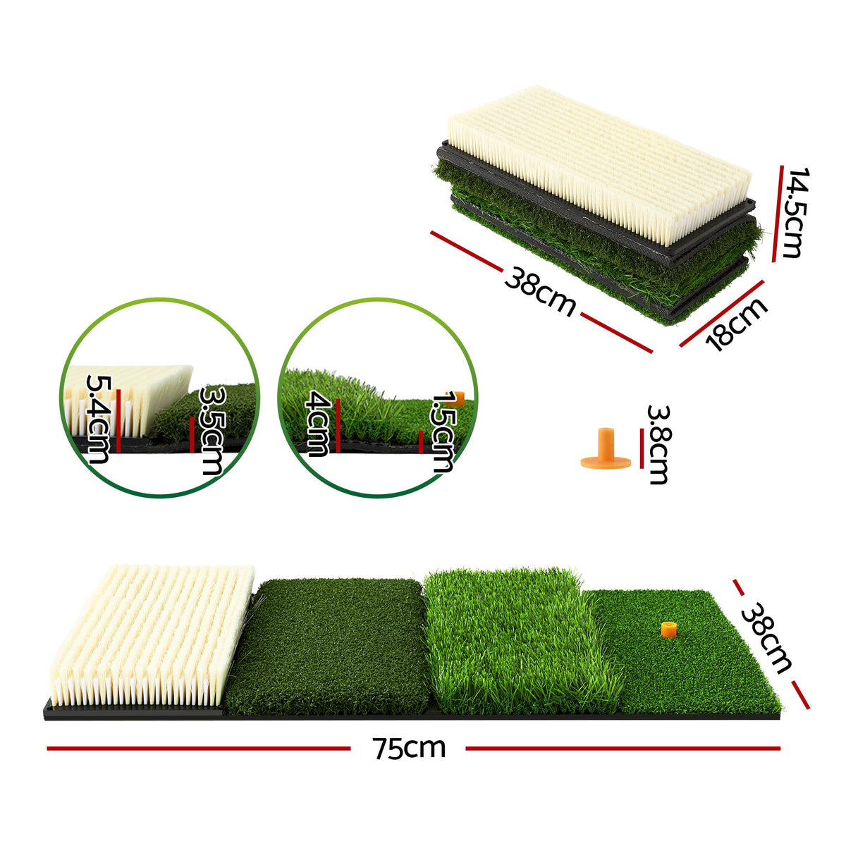 Everfit Golf Hitting Mat Practice Turf 4 in 1 Foldable Training Aid Backyard