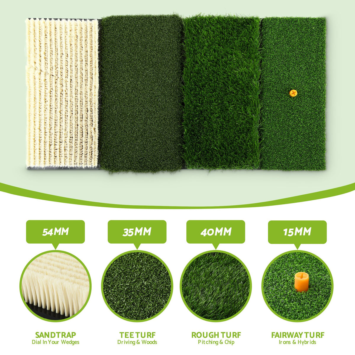 Everfit Golf Hitting Mat Practice Turf 4 in 1 Foldable Training Aid Backyard