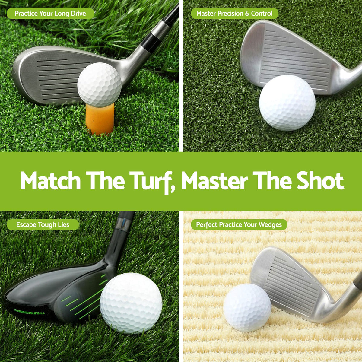 Everfit Golf Hitting Mat Practice Turf 4 in 1 Foldable Training Aid Backyard