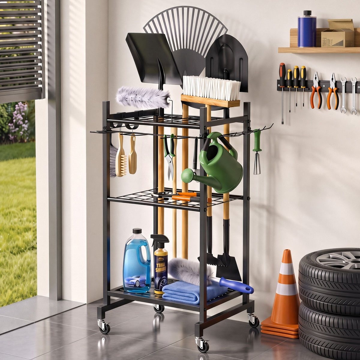 Gardeon Garden Tool Organizer with Wheels Heavy Duty Garage Yard Storage Cart