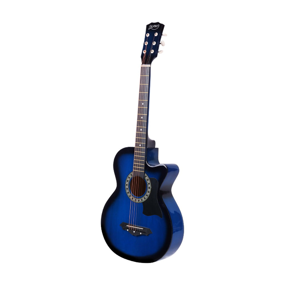 Alpha 38 Inch Acoustic Guitar Wooden Body Steel String Cutaway Blue