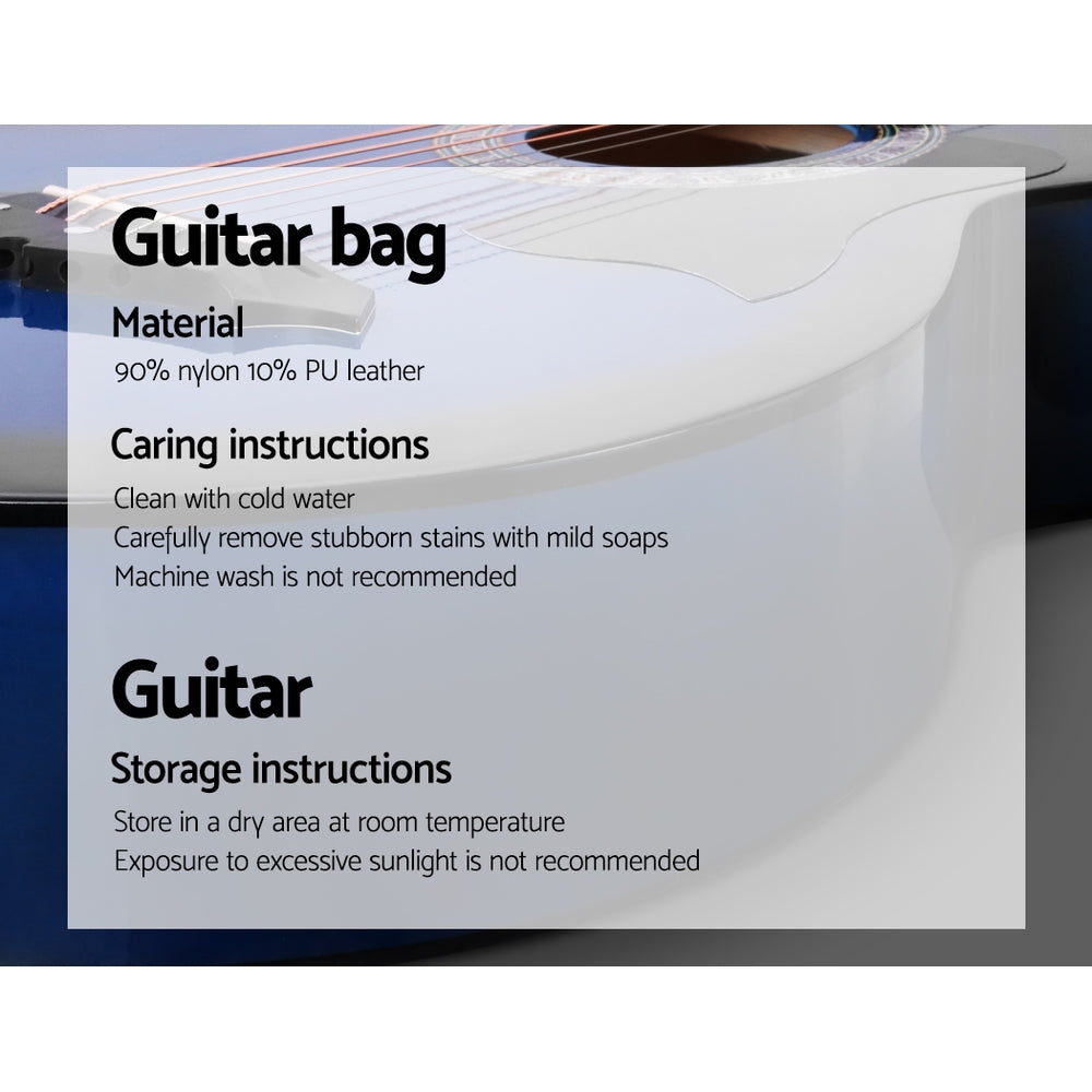 Alpha 38 Inch Acoustic Guitar Wooden Body Steel String Cutaway Blue